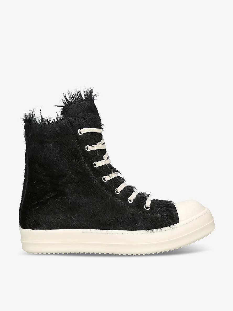 Serrated-sole pony-hair high-top trainers - 1