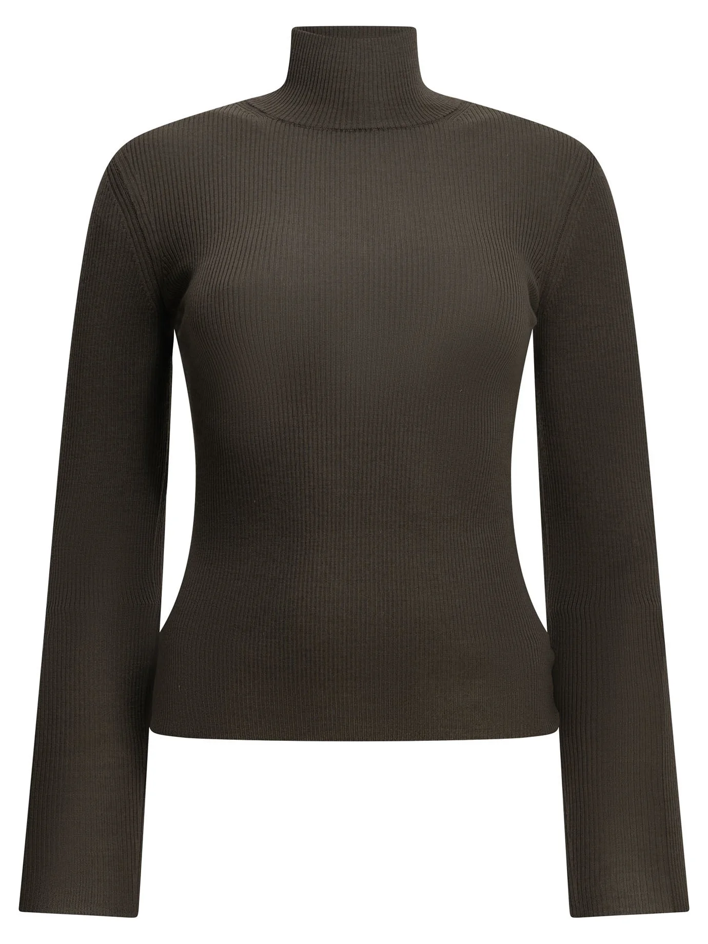 Max Mara Virgin Wool Turtleneck Sweater Brown - 1