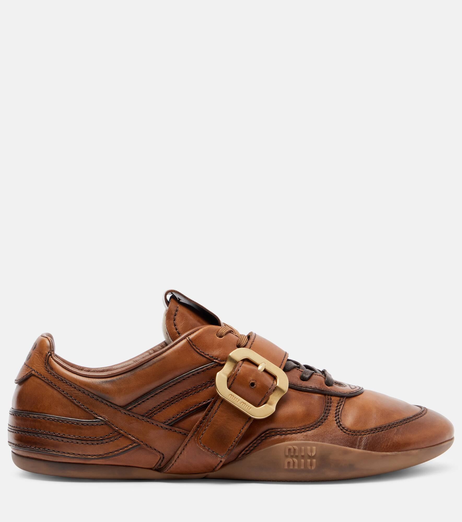 Logo leather sneakers - 4