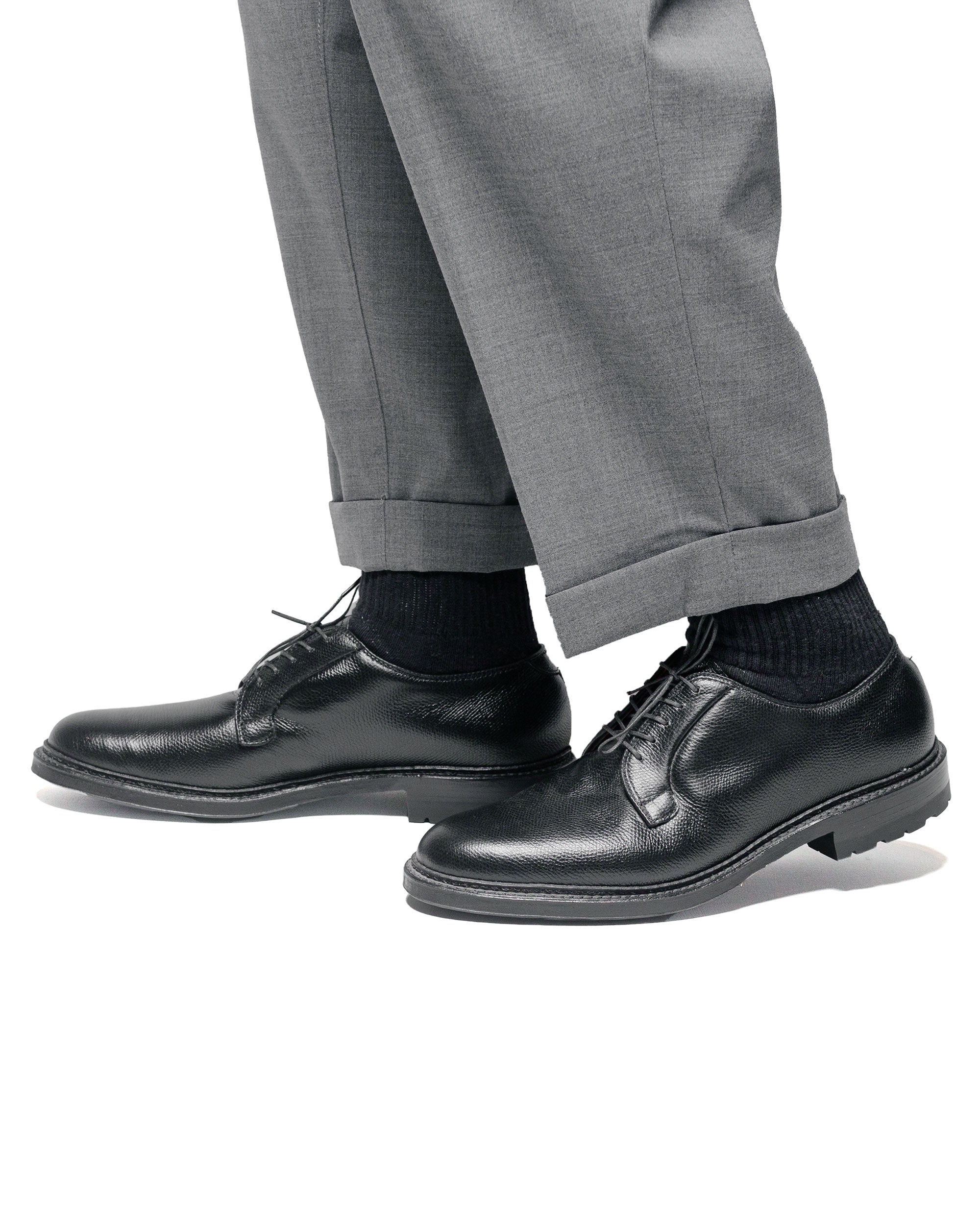 Plain Toe Blucher Black Alpine Grain with Commando Sole 95270C - 6