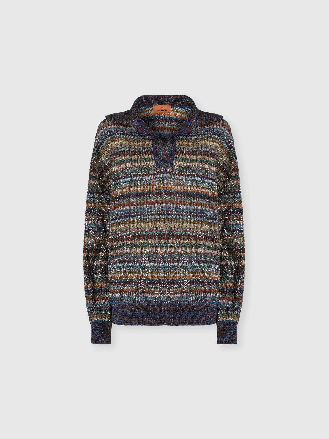 Oversized polo shirt with sequins - 1