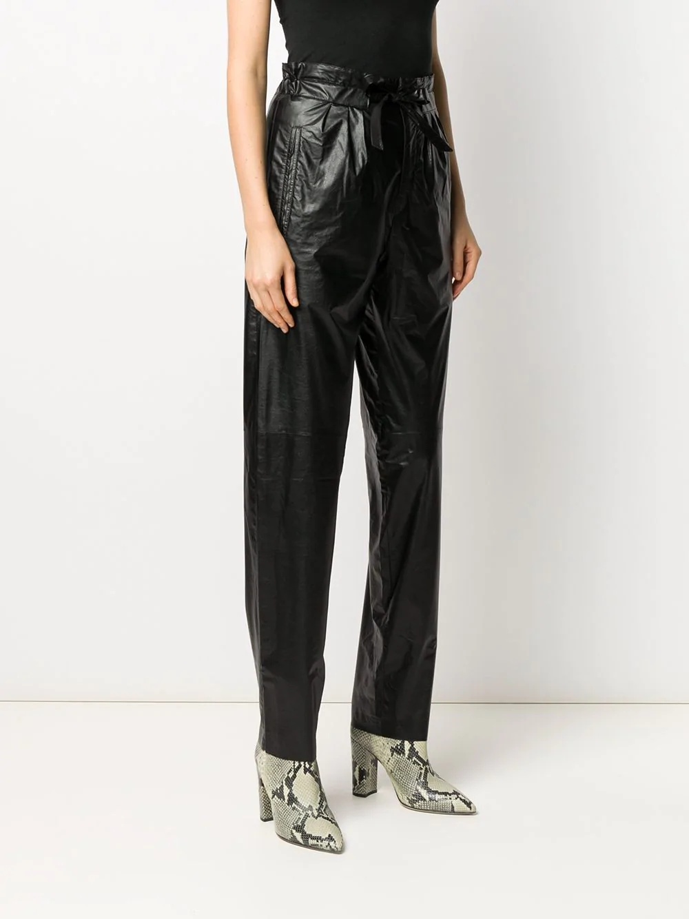 high-waisted tie-waist trousers - 3