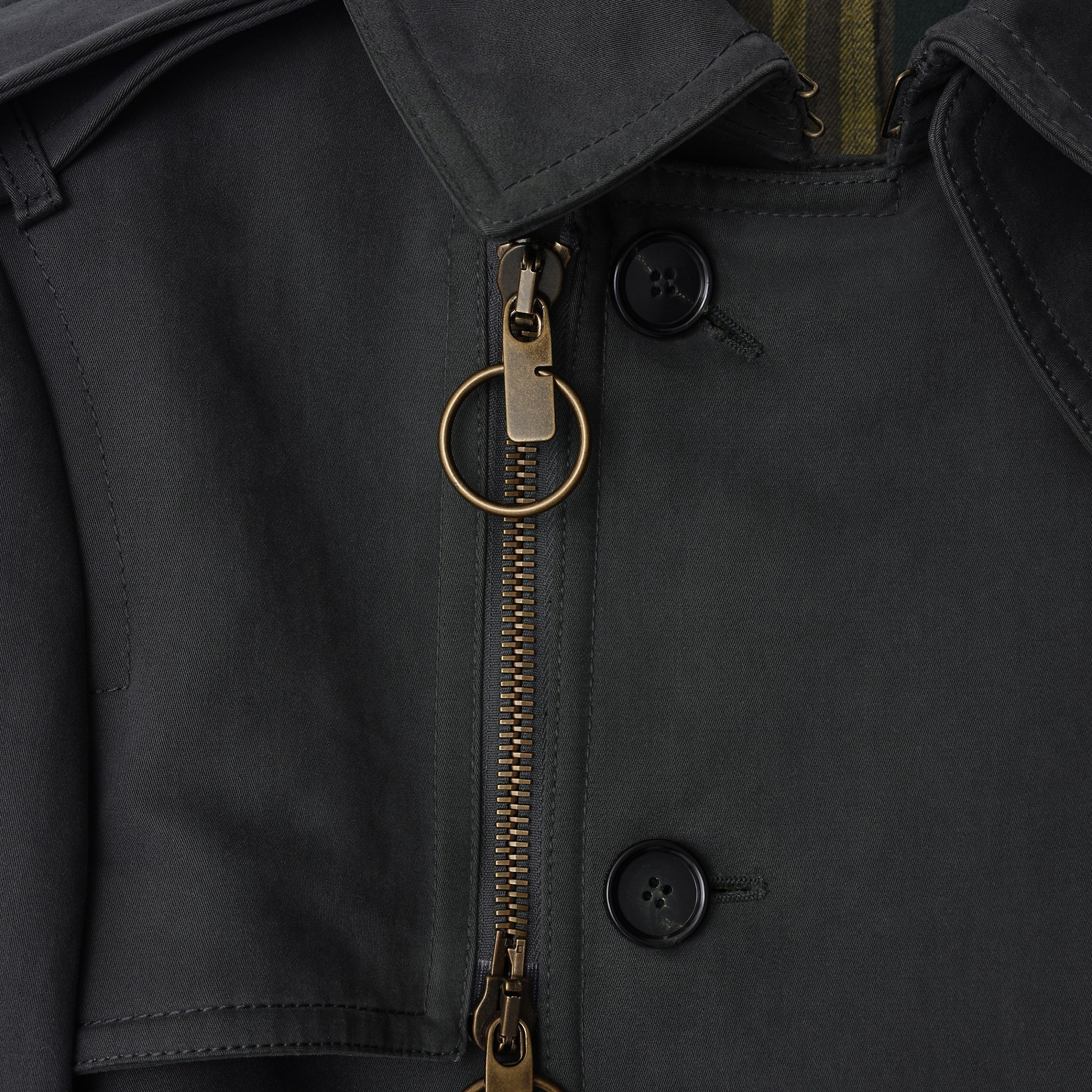 Long Cotton Nylon Trench Coat - 6