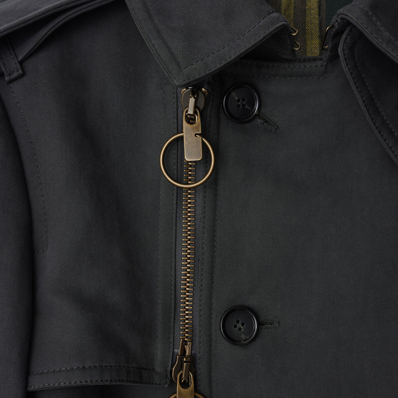 Long Cotton Nylon Trench Coat 6