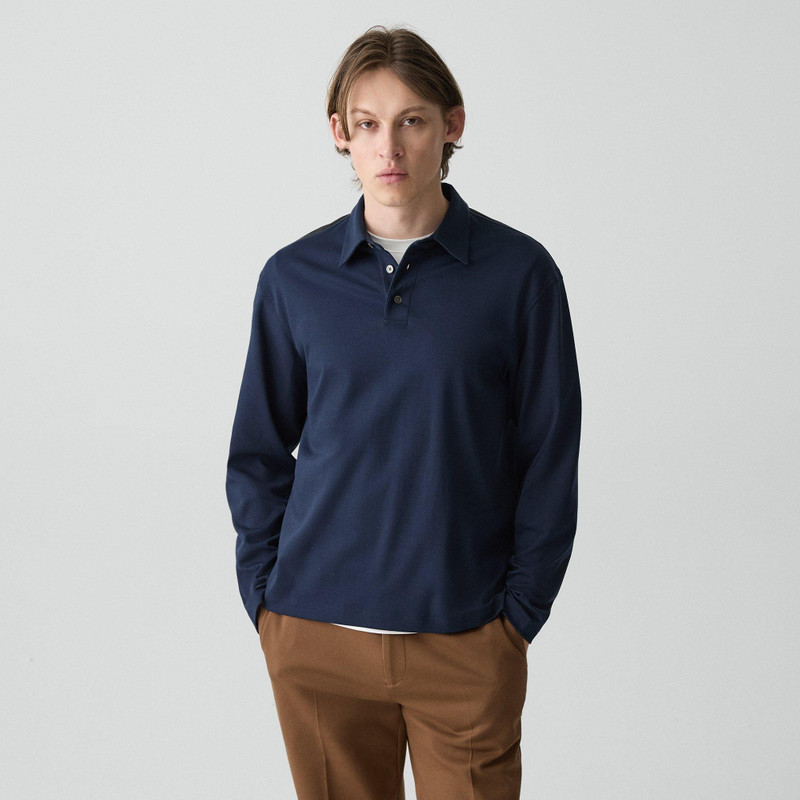 Relaxed Long-Sleeve Polo Shirt in Cotton Jersey 2