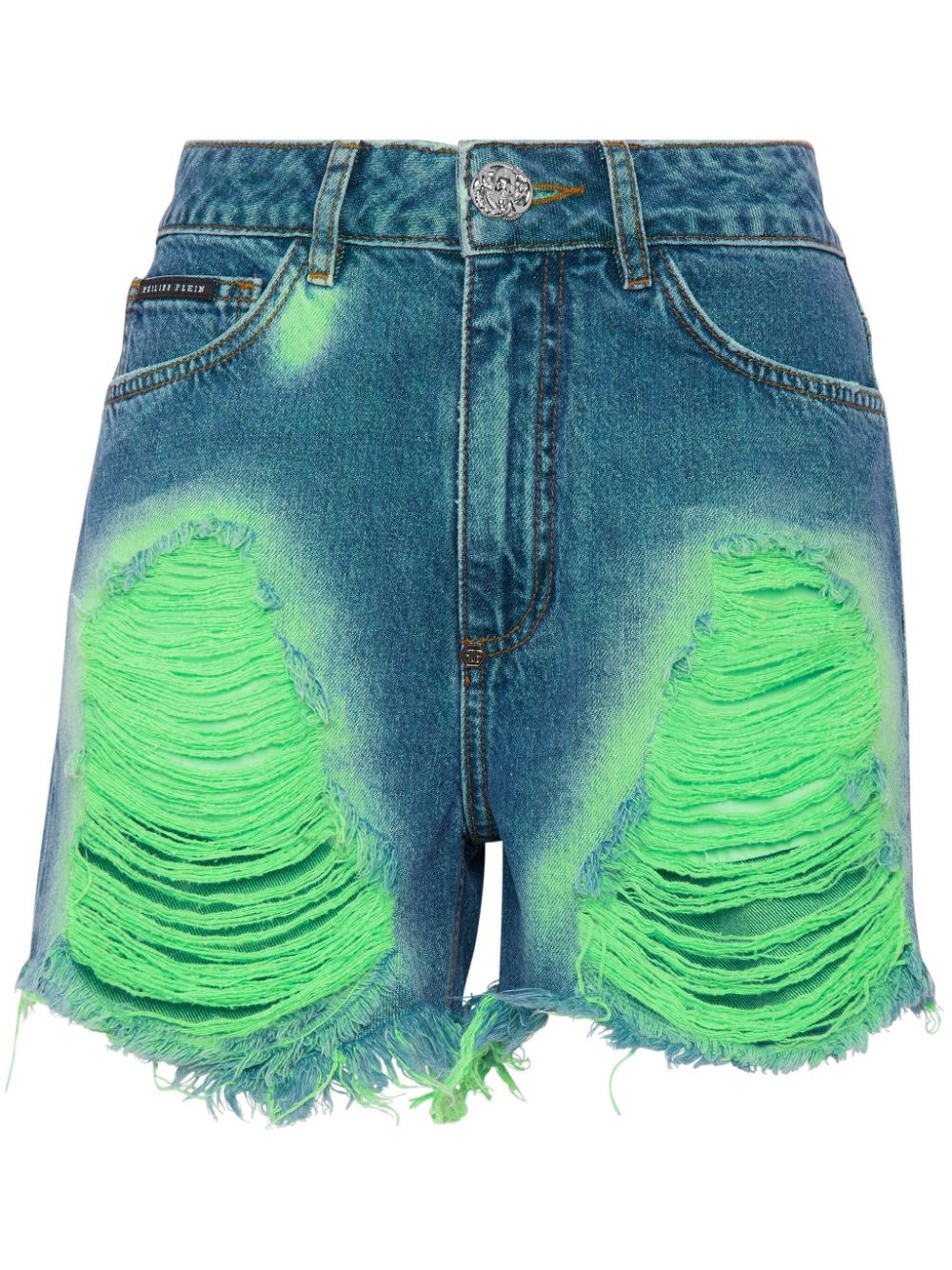 tie-dye frayed shorts - 1