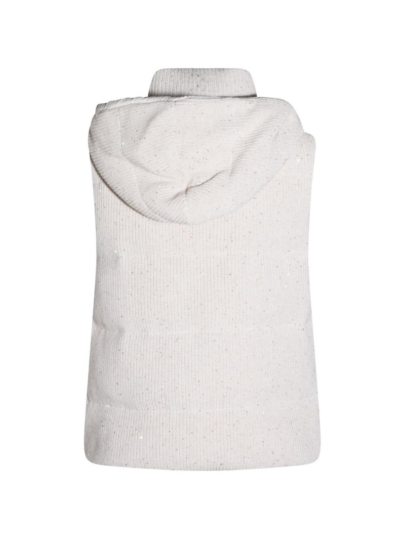 Brunello Cucinelli hooded sequin embellished gilet outlook