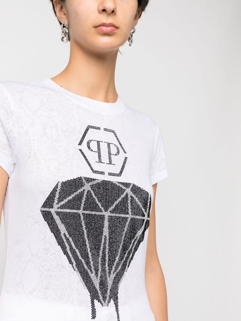 snakeskin-print cotton T-shirt 5