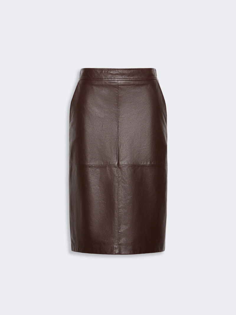 TIMORE Hammered leather pencil skirt - BORDEAUX 1
