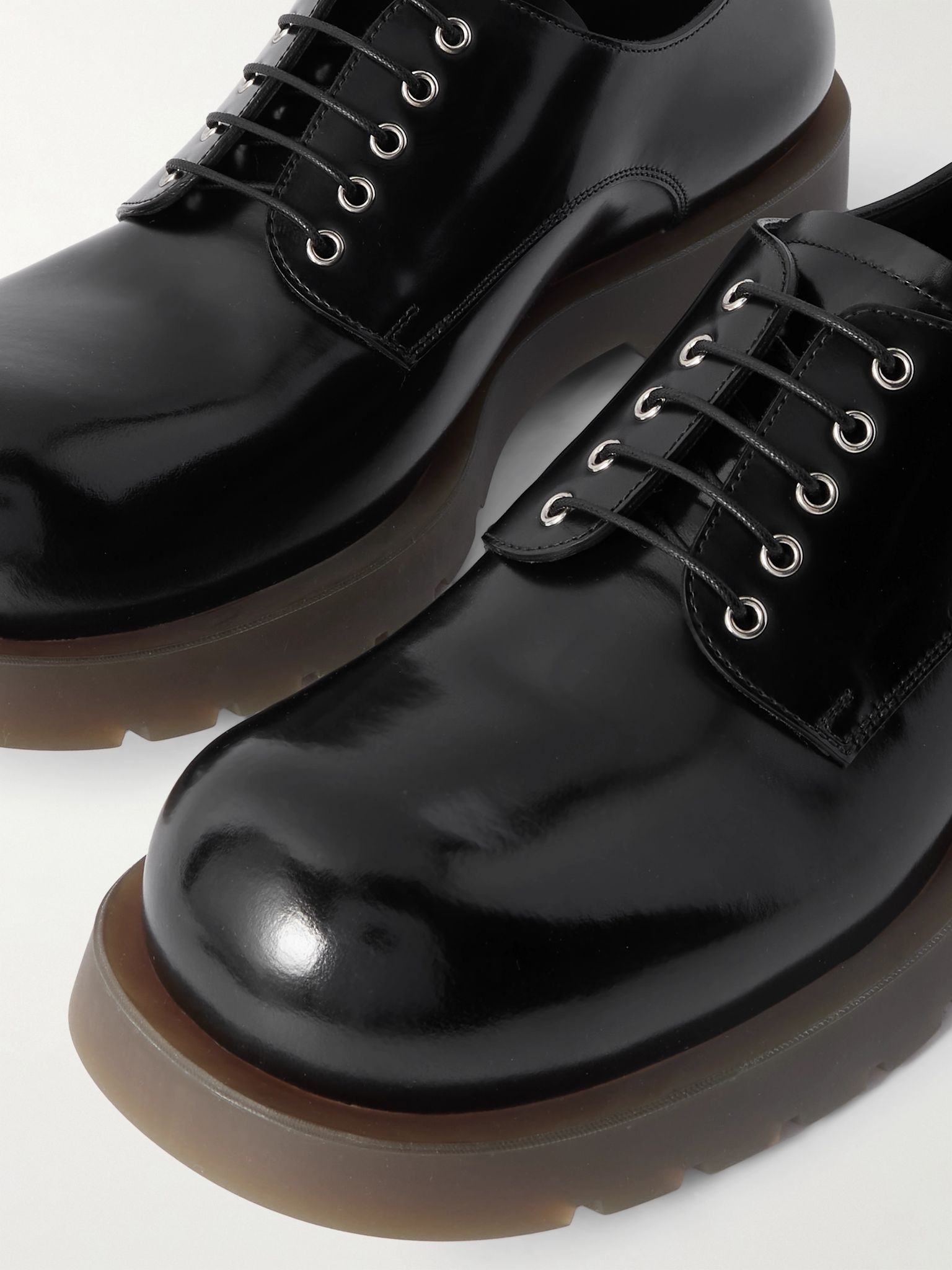 Leather Derby Shoes Black - 5