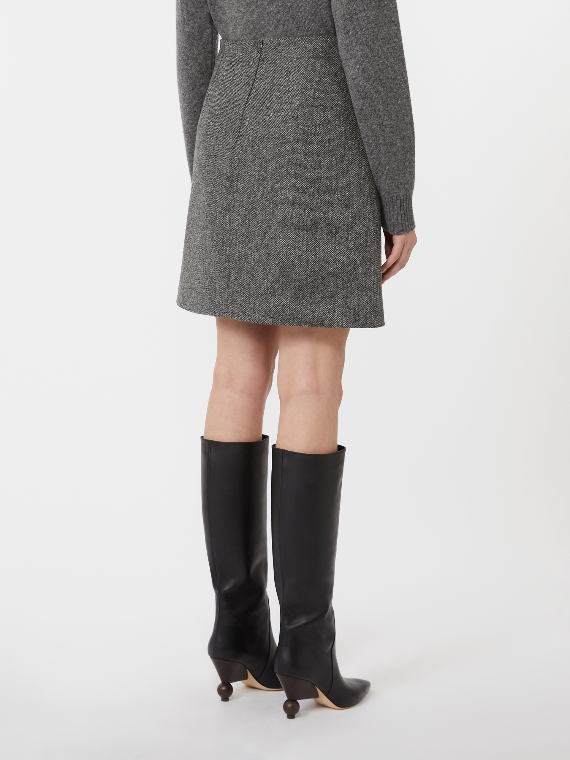 MARCHE Chevron wool skirt - 4