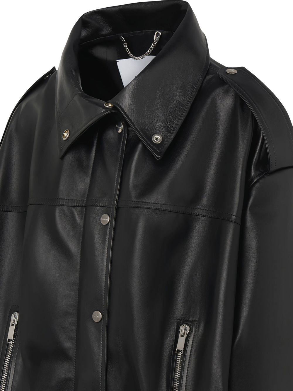 snap-button leather jacket - 2