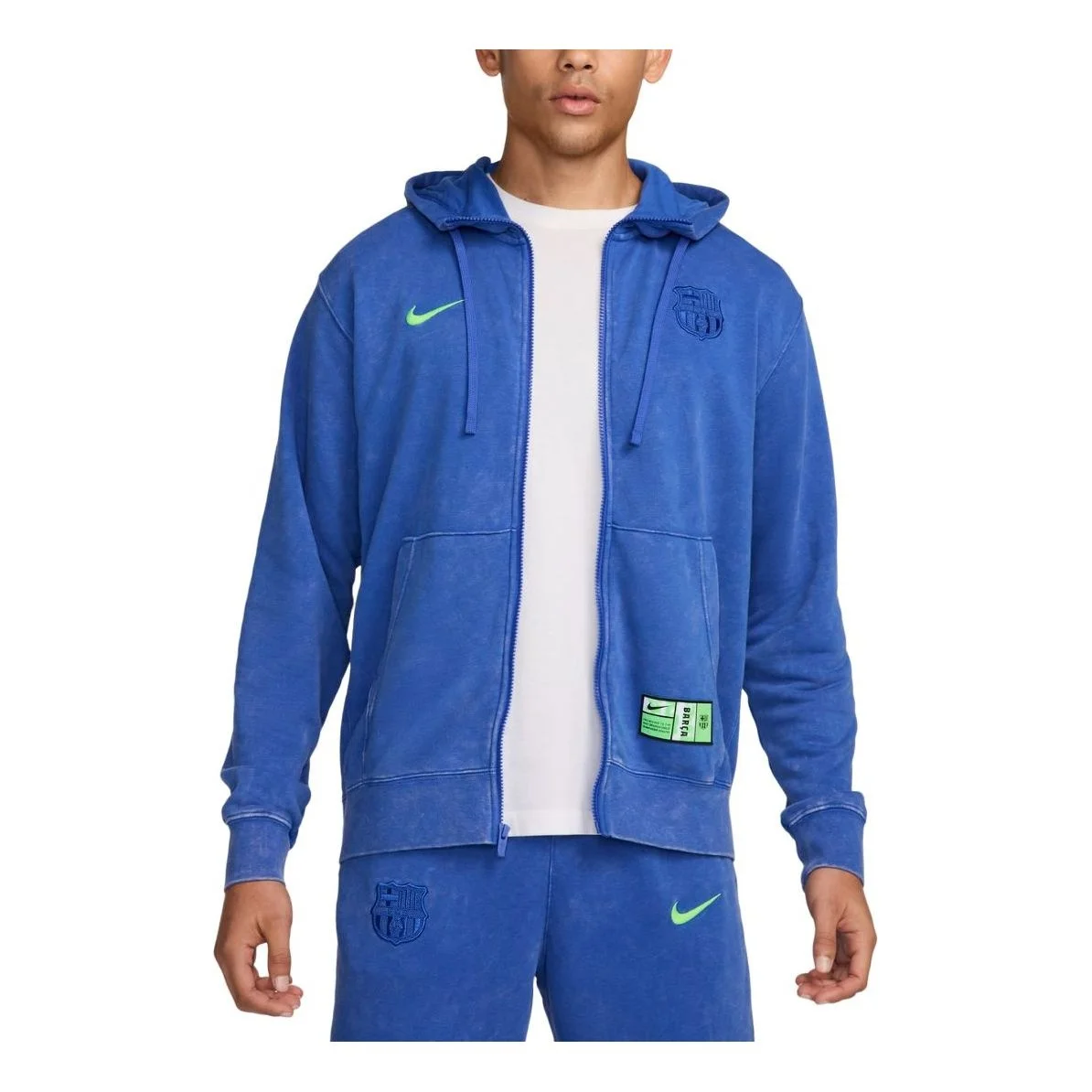 Nike FC Barcelona Club Third French Terry Full-Zip Hoodie 'Royal Lime' FQ2999-405 - 1