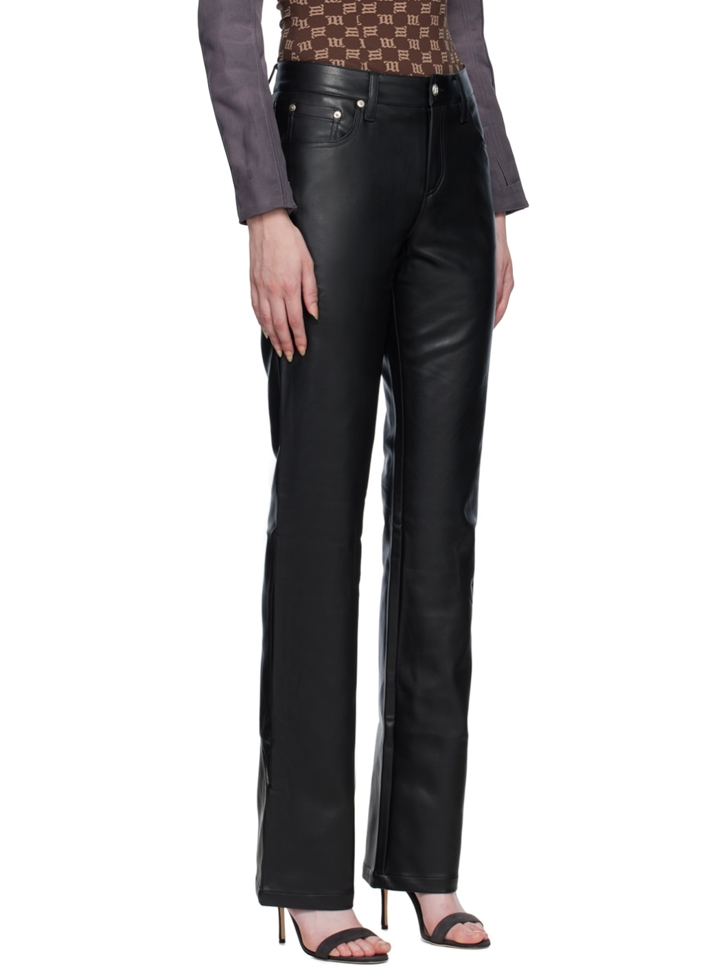 Black Faux-Leather Trousers - 2
