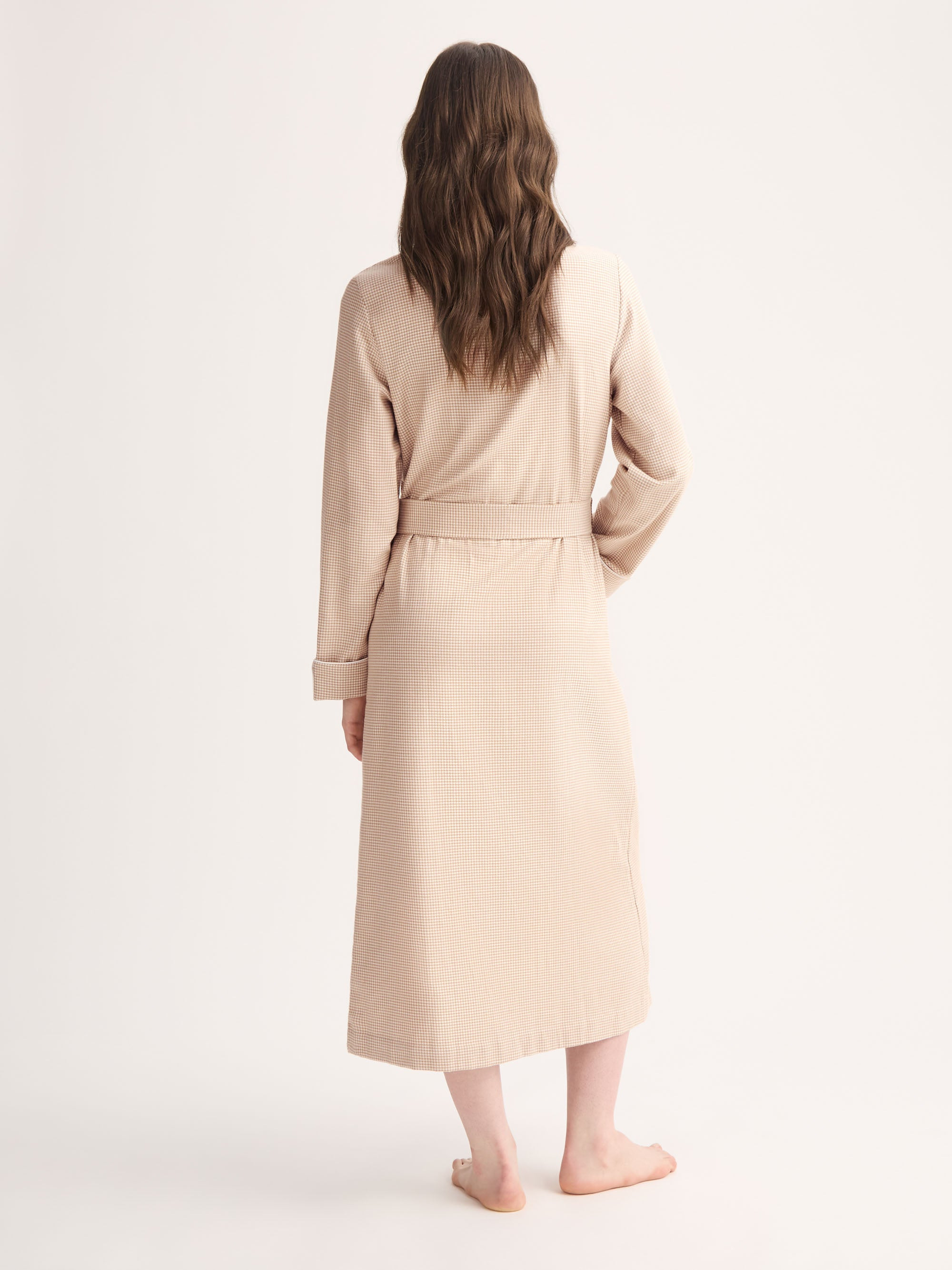 Women's Robe Kelburn Brushed Cotton Blush Houndstooth - 3