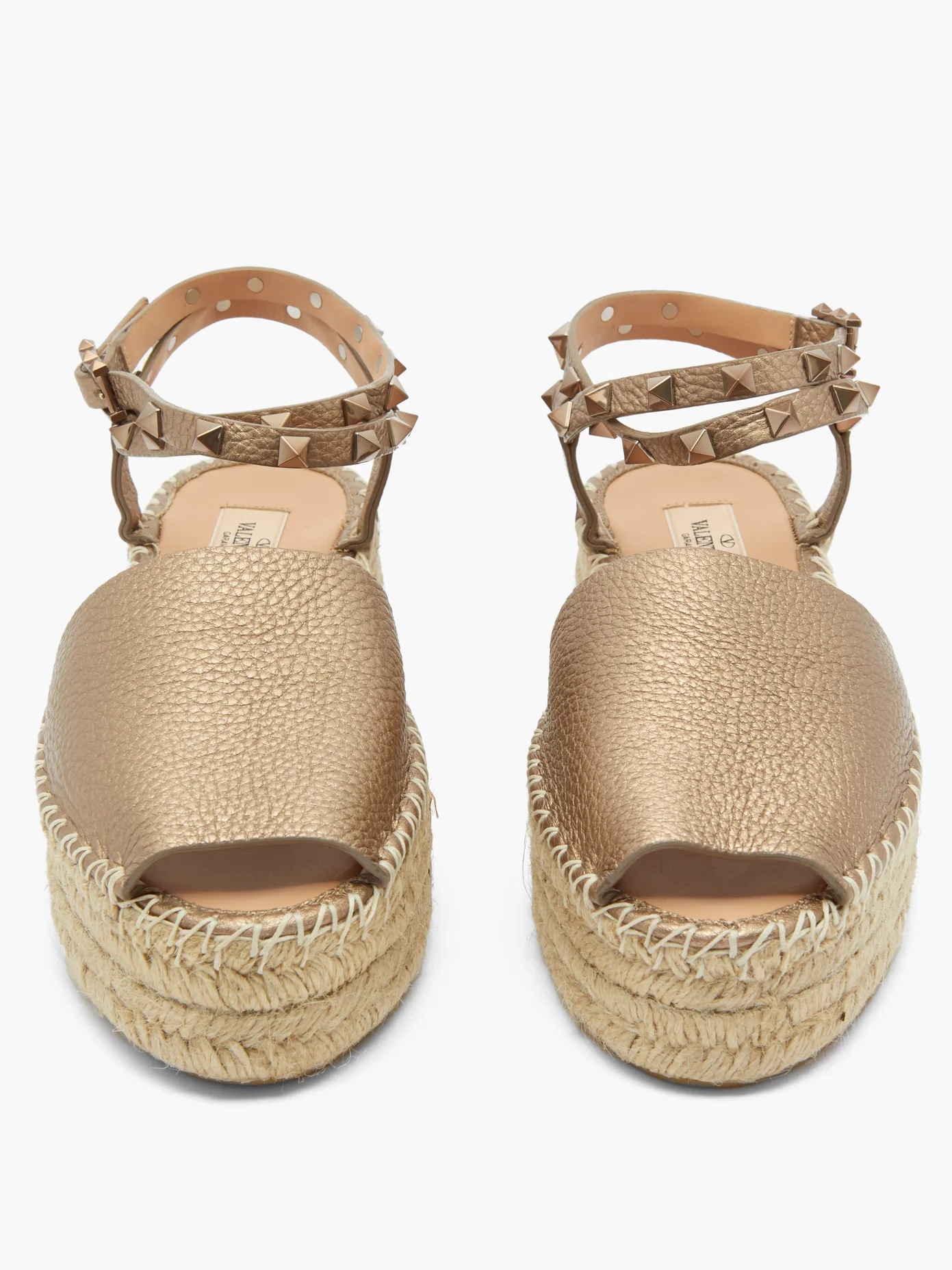 Rockstud wraparound leather espadrilles - 5