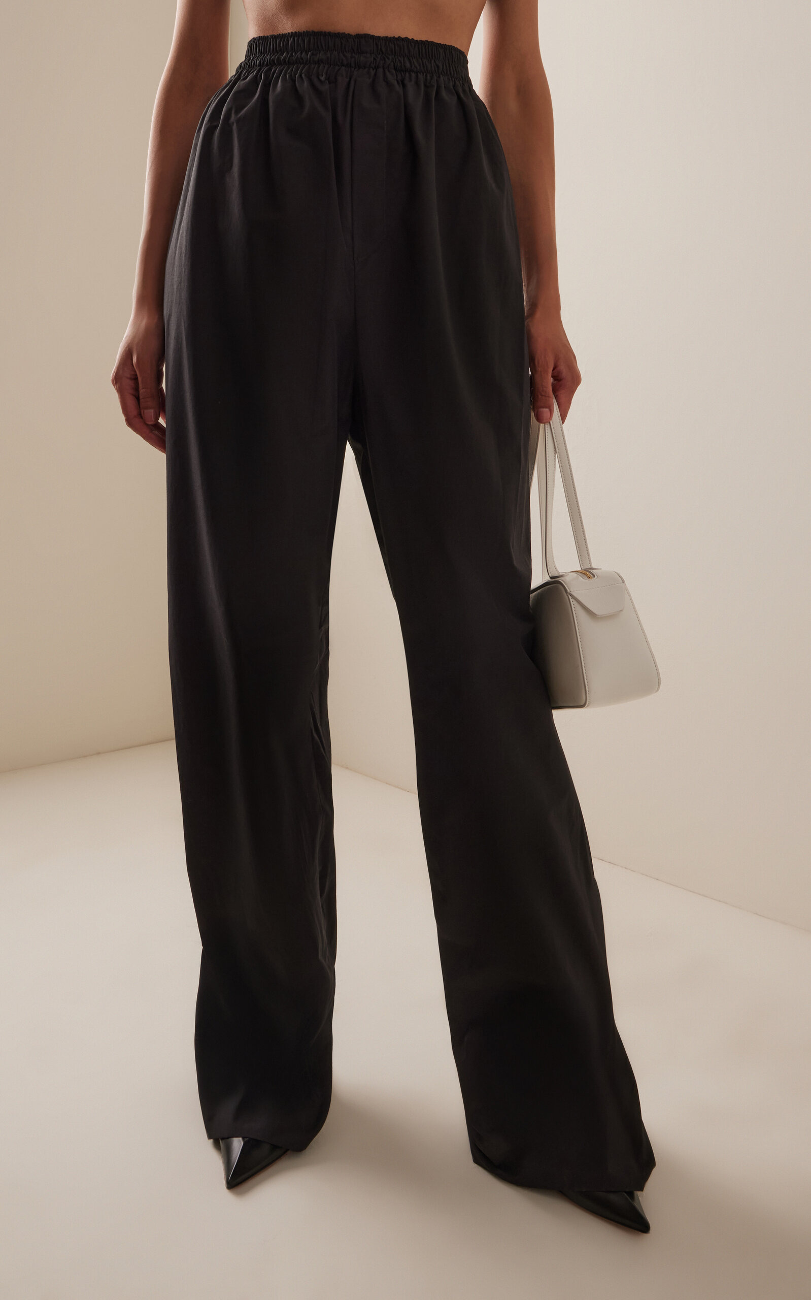 The Teagan Cotton-Blend Straight-Leg Pants black - 3