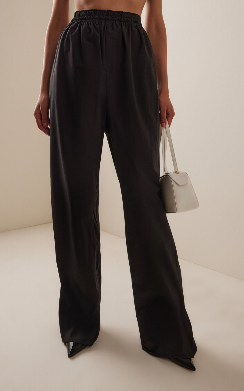 The Teagan Cotton-Blend Straight-Leg Pants black 3