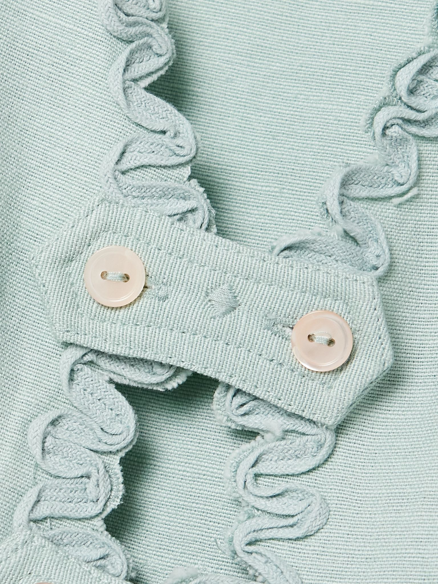 Iyla cropped embroidered broderie anglaise cotton and linen-blend top Blue - 4