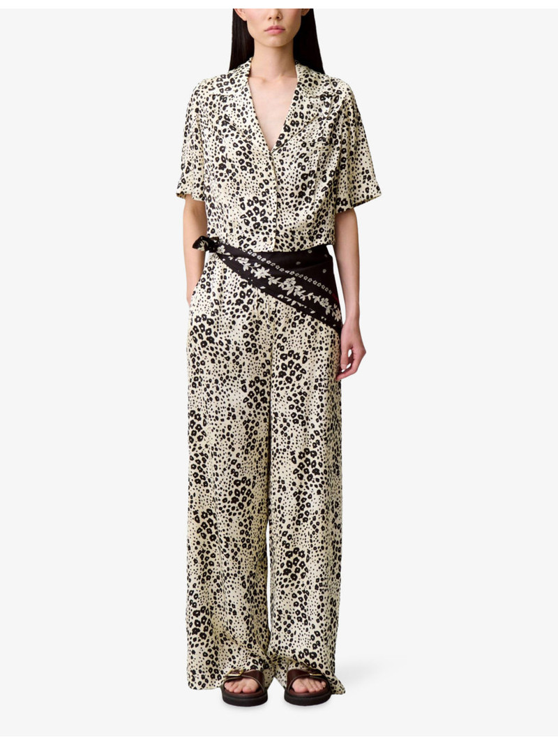 Claudie Pierlot Animal-Print Short-Sleeved Satin Shirt outlook