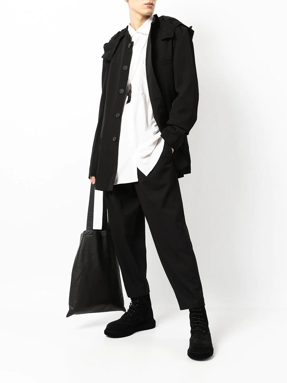 hooded button-down coat - 2