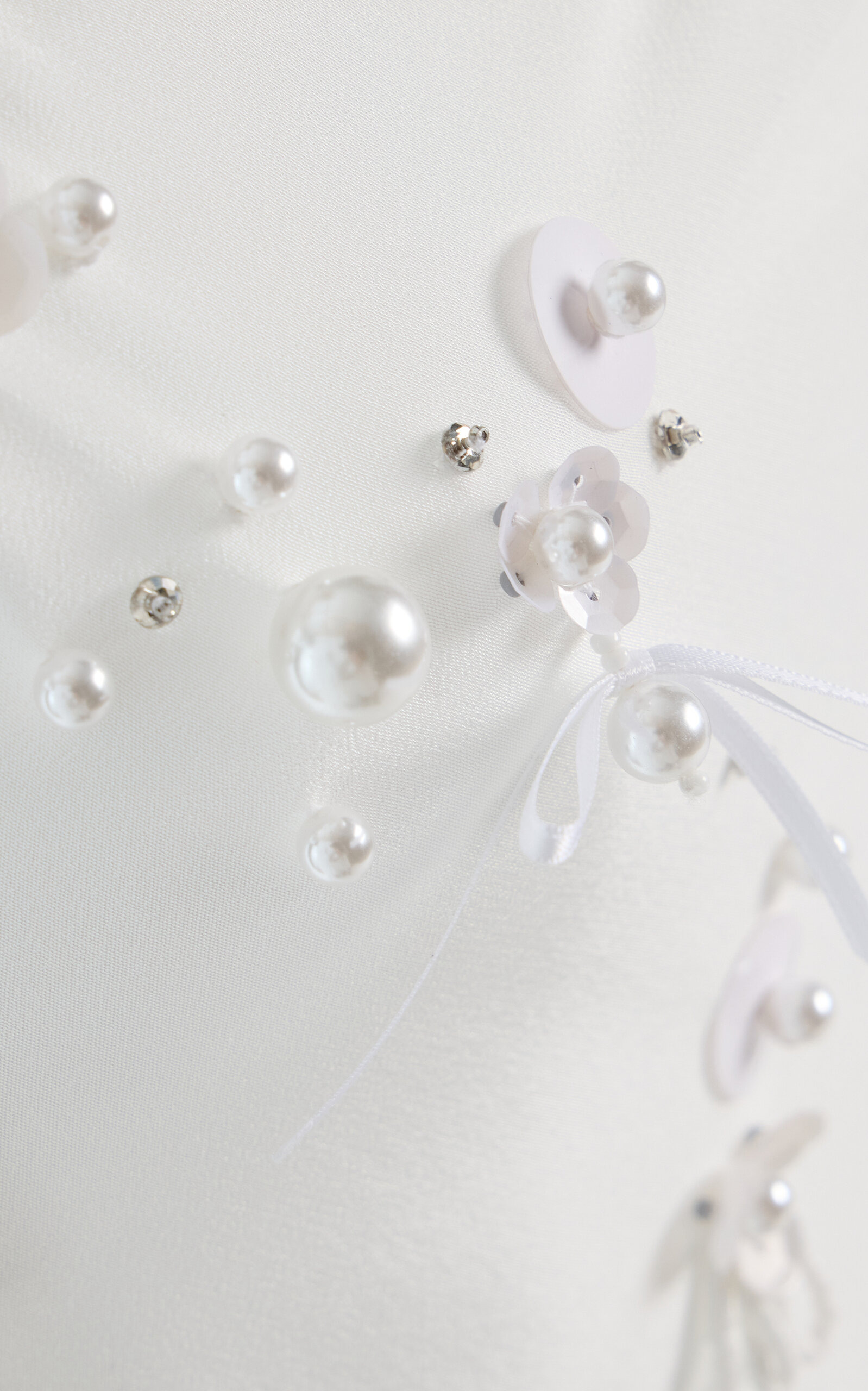 Pearl-Embroidered Silk Maxi Slip Dress white - 5