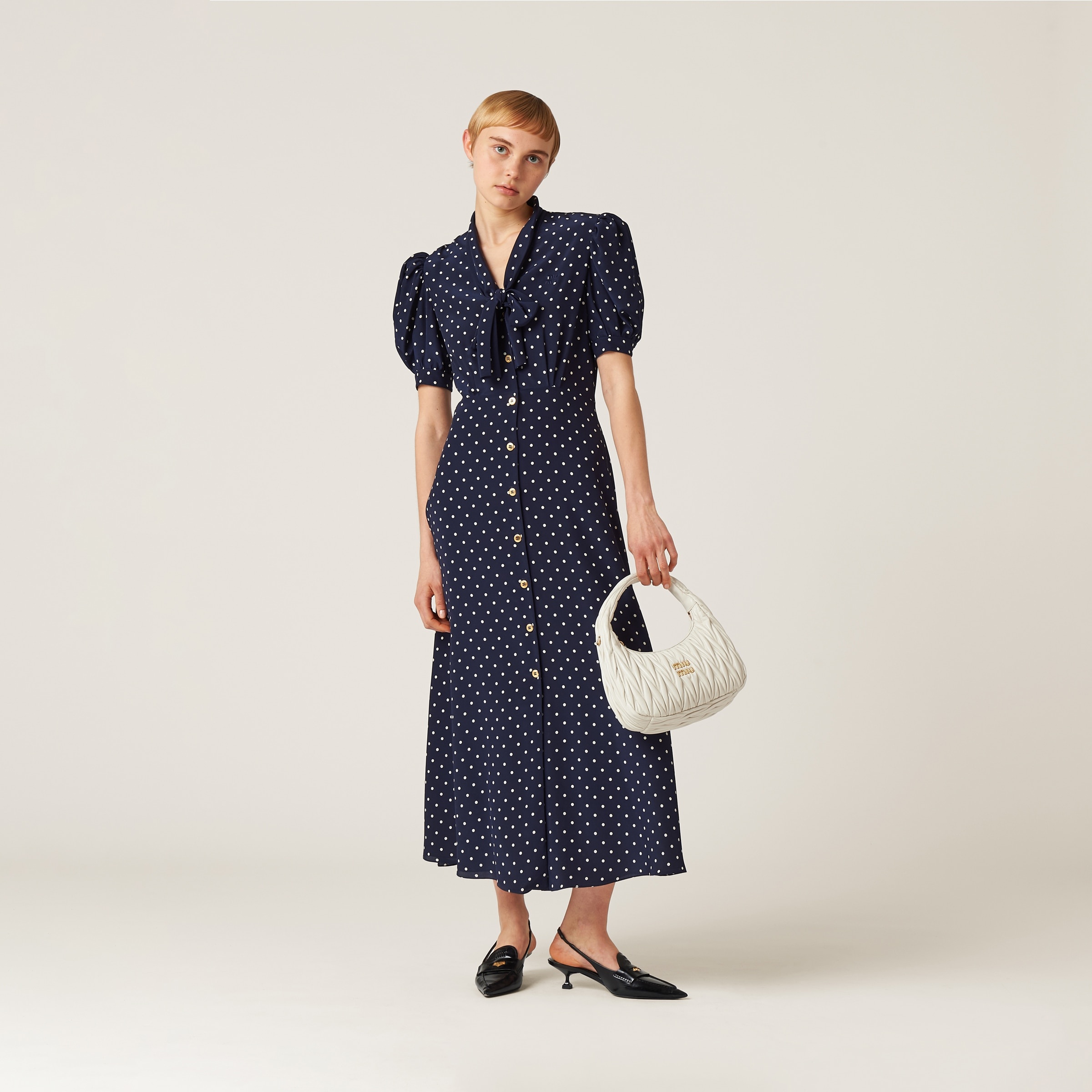 Printed crepe de chine dress - 2