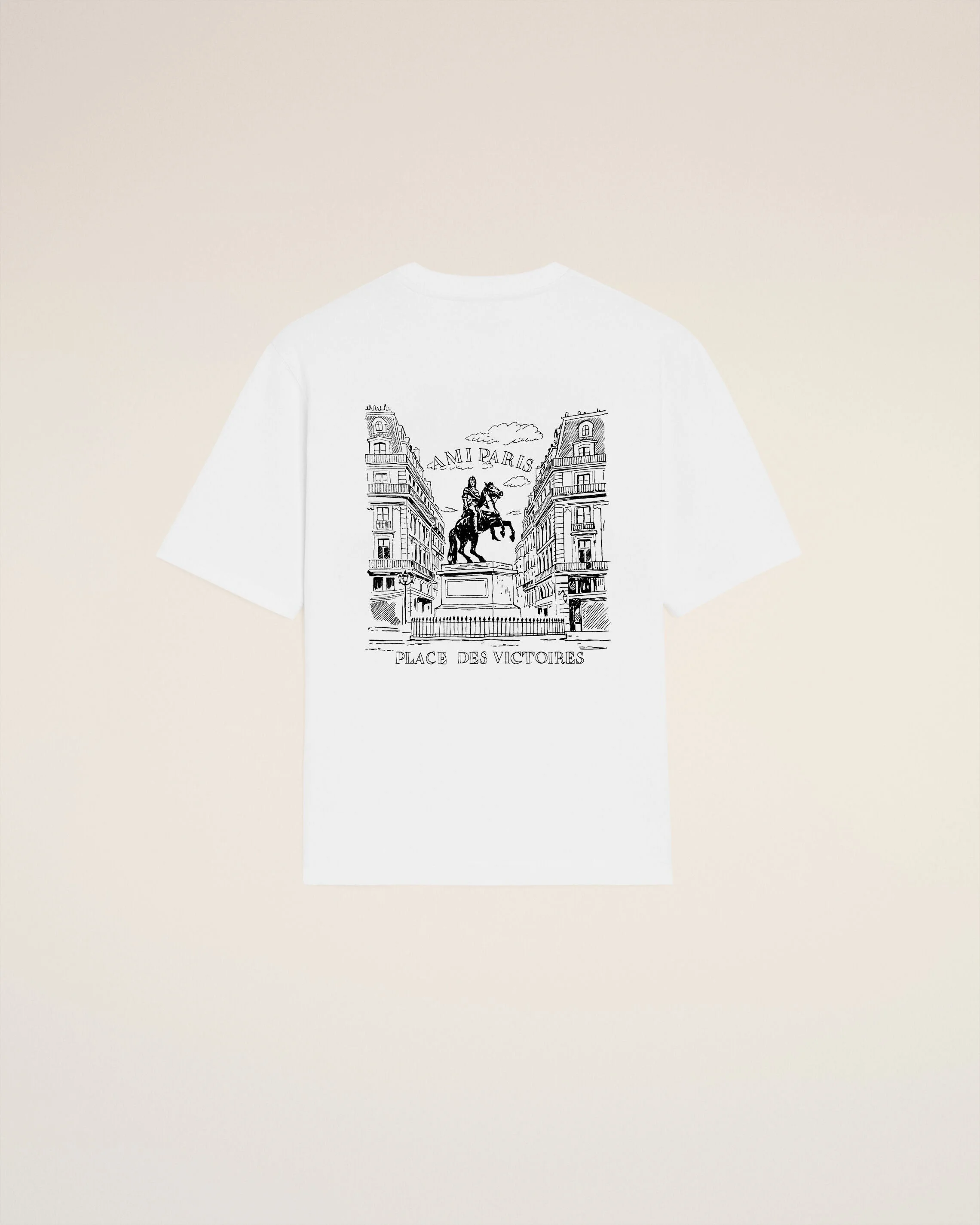 WHITE COTTON T-SHIRT WITH "PLACE DES VICTOIRES" PRINT - 1