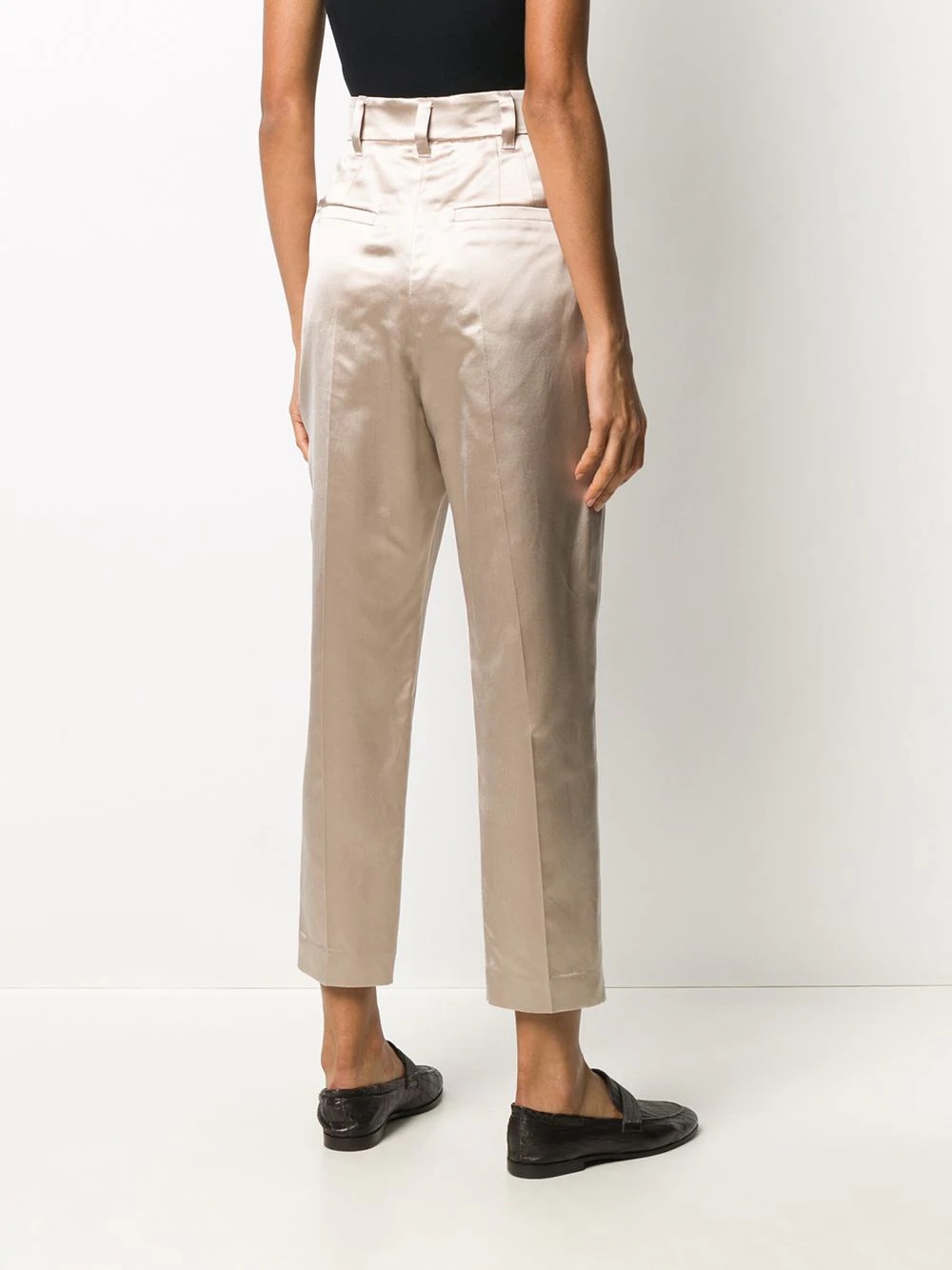 metallic high-waisted tapered trousers - 4