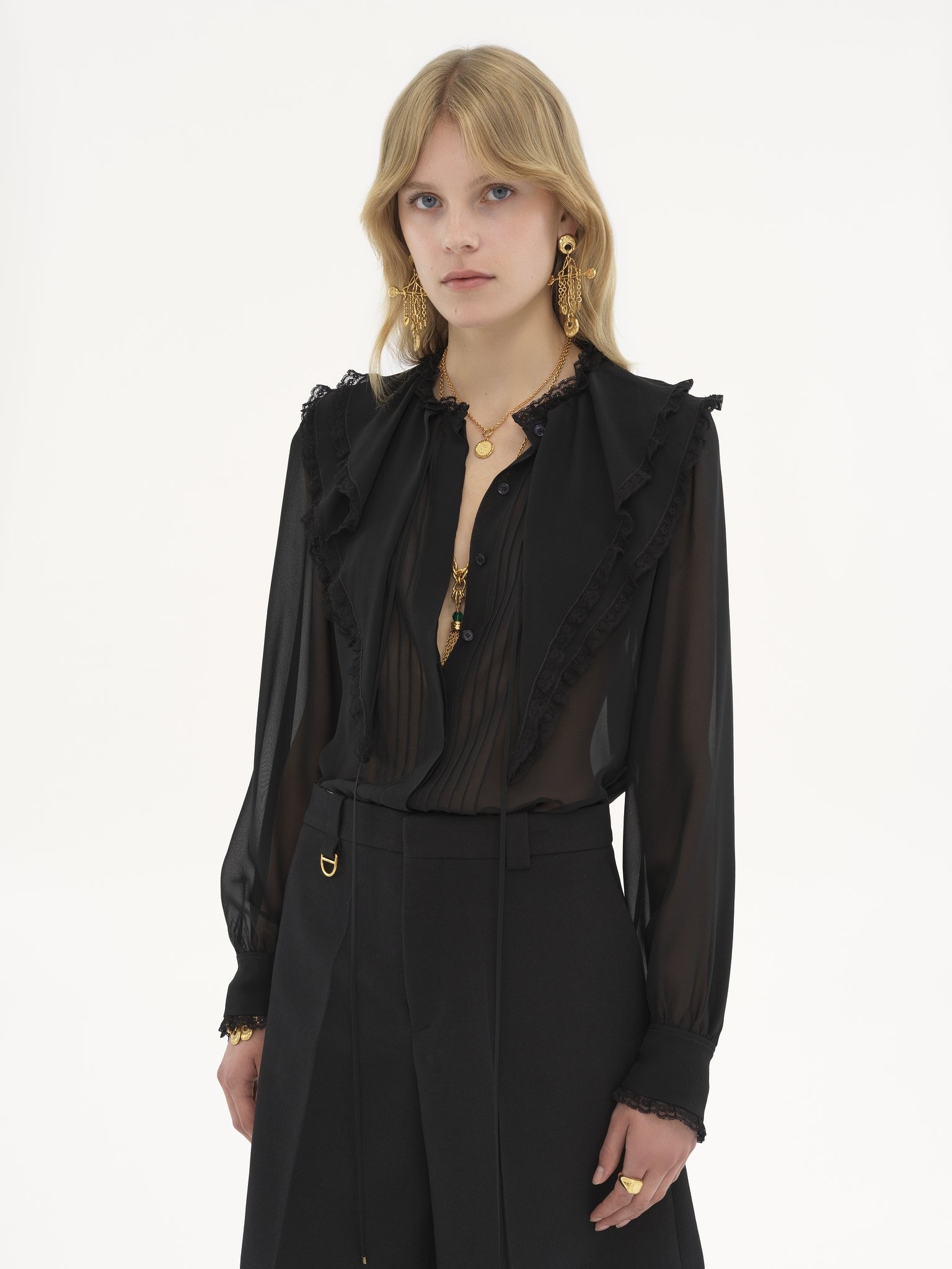 RUFFLED BLOUSE IN SILK GEORGETTE - 4