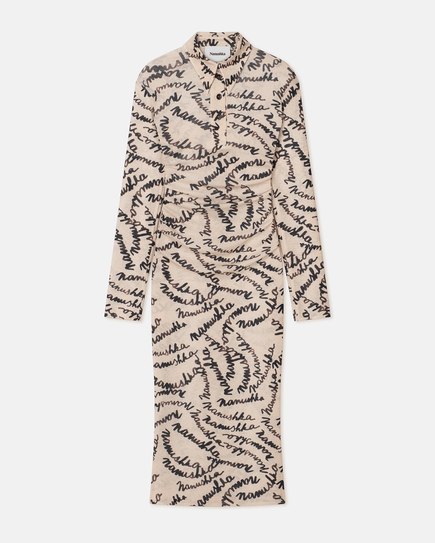 Mesh Jersey Shirt Dress - 1