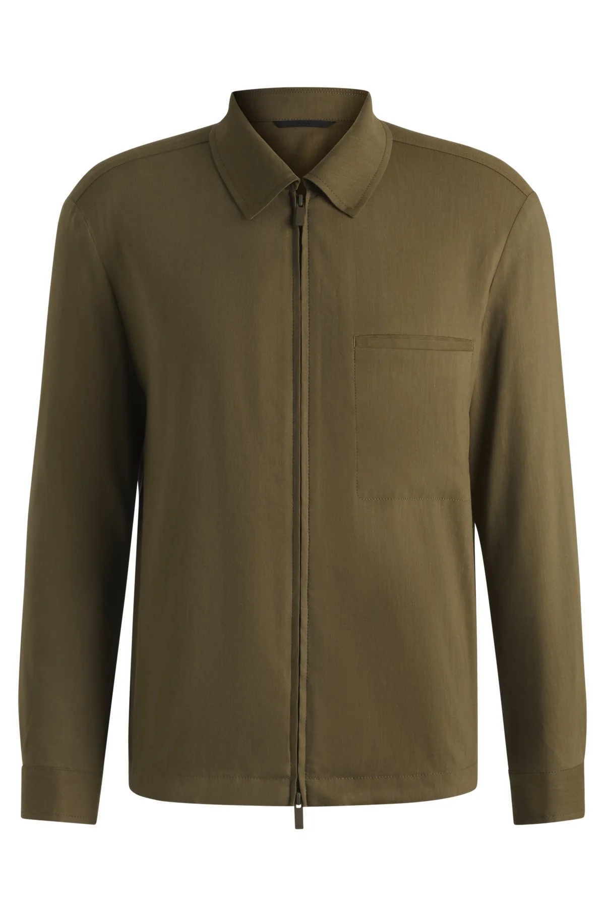 RELAXED-FIT ZIPPED OVERSHIRT IN A LINEN BLEND - 1