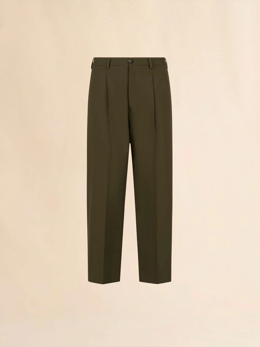 DEEP GREEN WOOL TROUSERS - 1