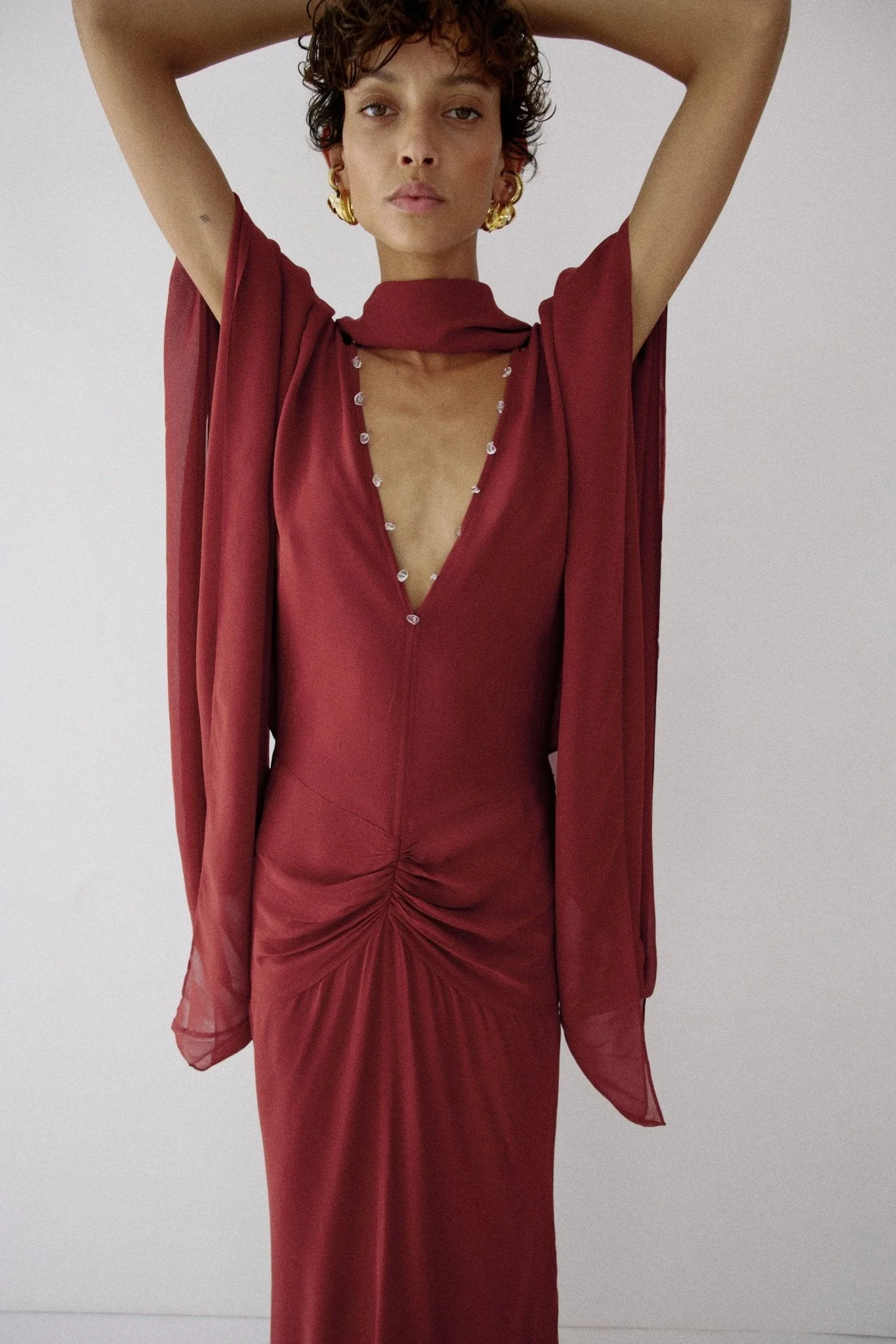 FLORENCIA MAXI DRESS IN BURNT RED GEORGETTE - 1
