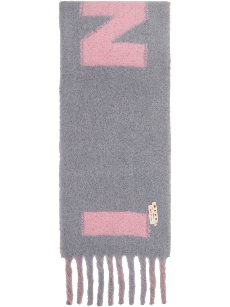 Marni Pink & Gray Striped Alpaca Scarf outlook