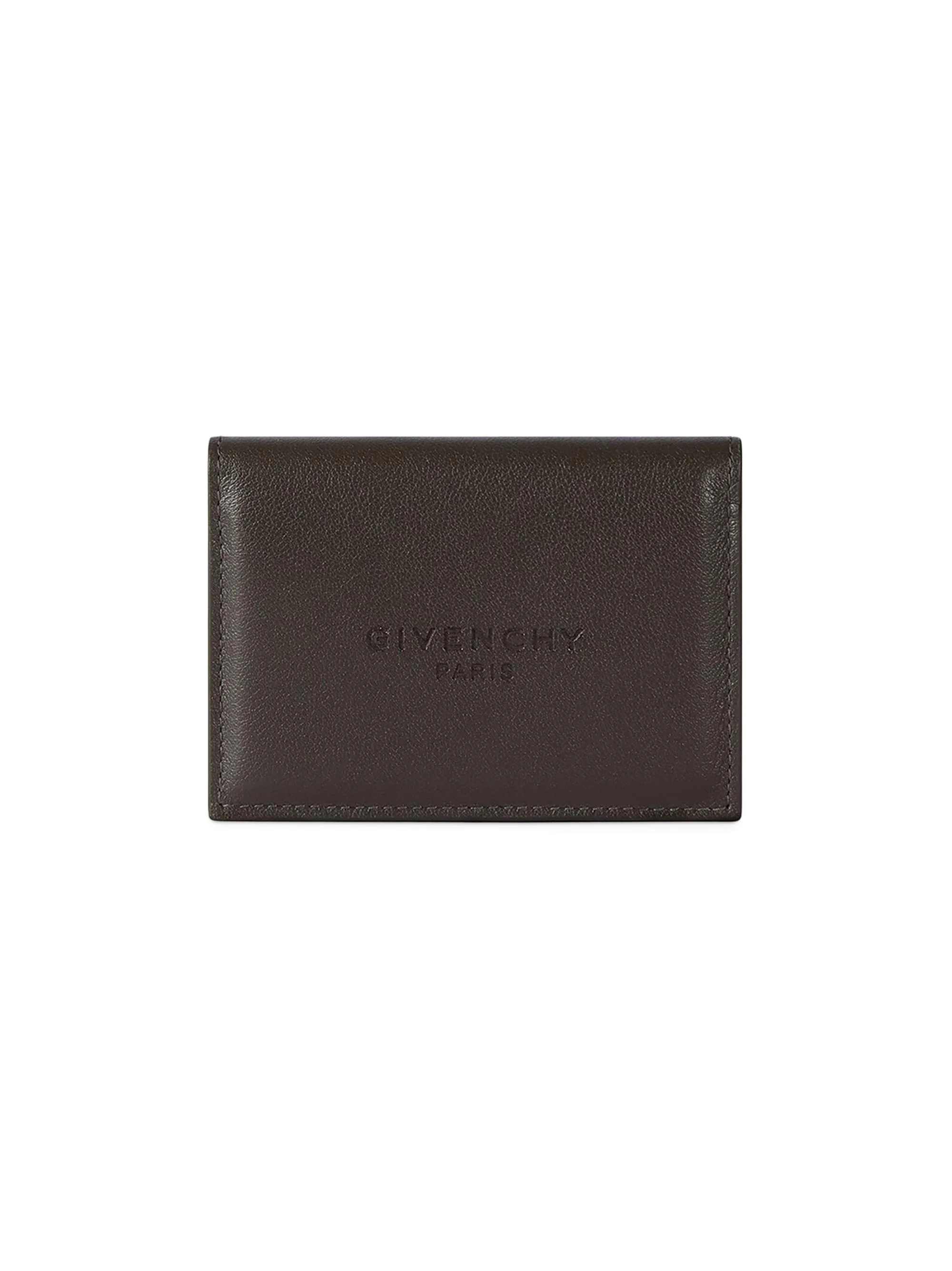 Men's Antigona Stamped Bicolor Flap Card Holder in Leather - Brown - 1