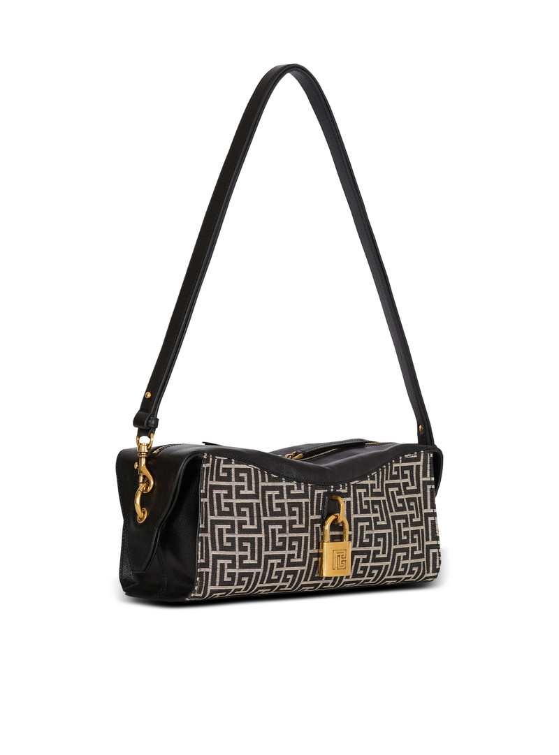 Pulse shoulder bag in monogram jacquard and calfskin 3