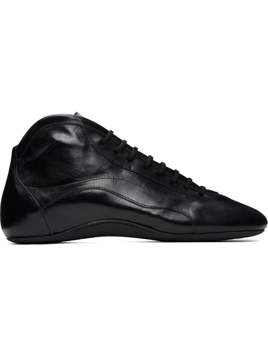 Black Leather Ballerina Sneakers - 1