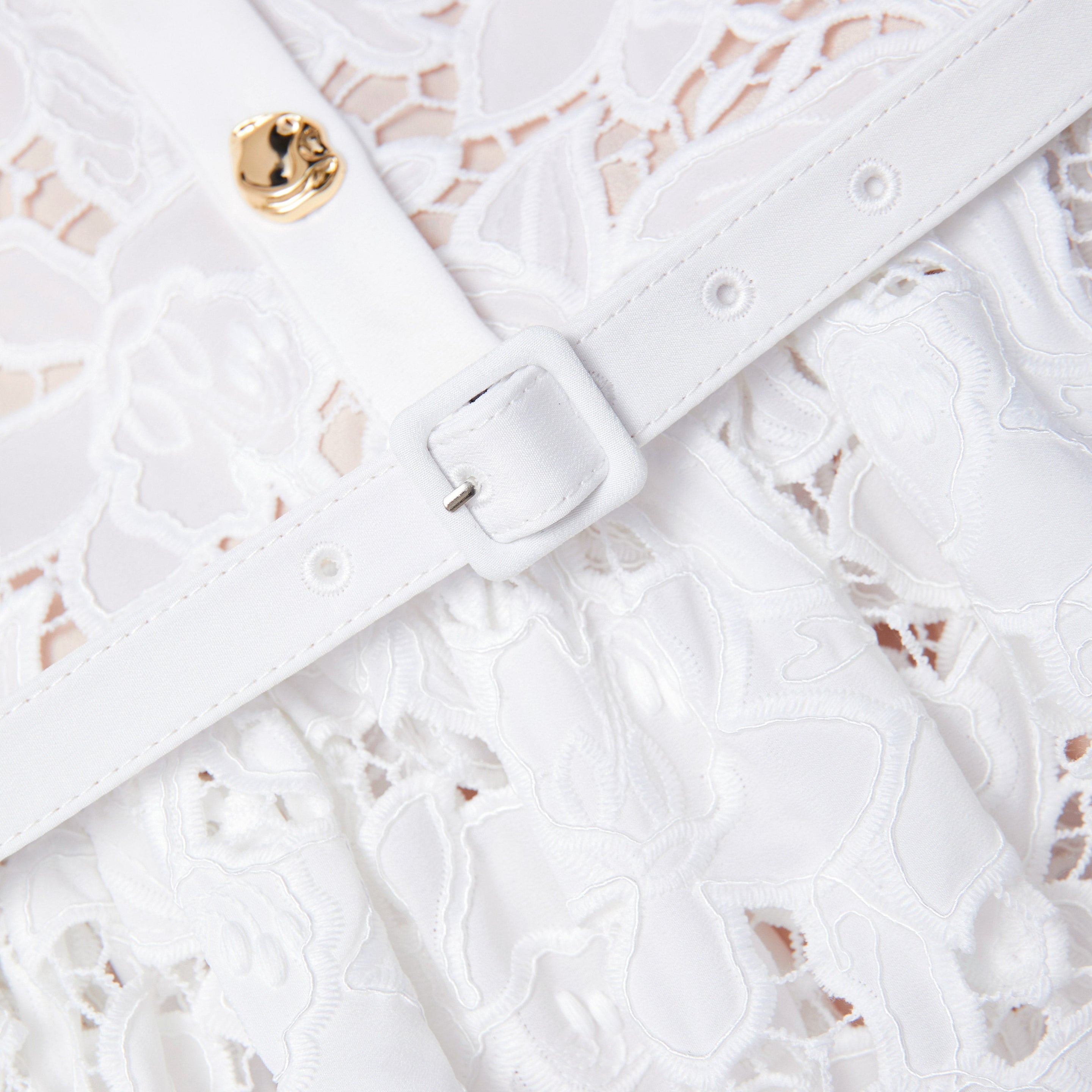 White Lace Tiered Mini Dress - 5