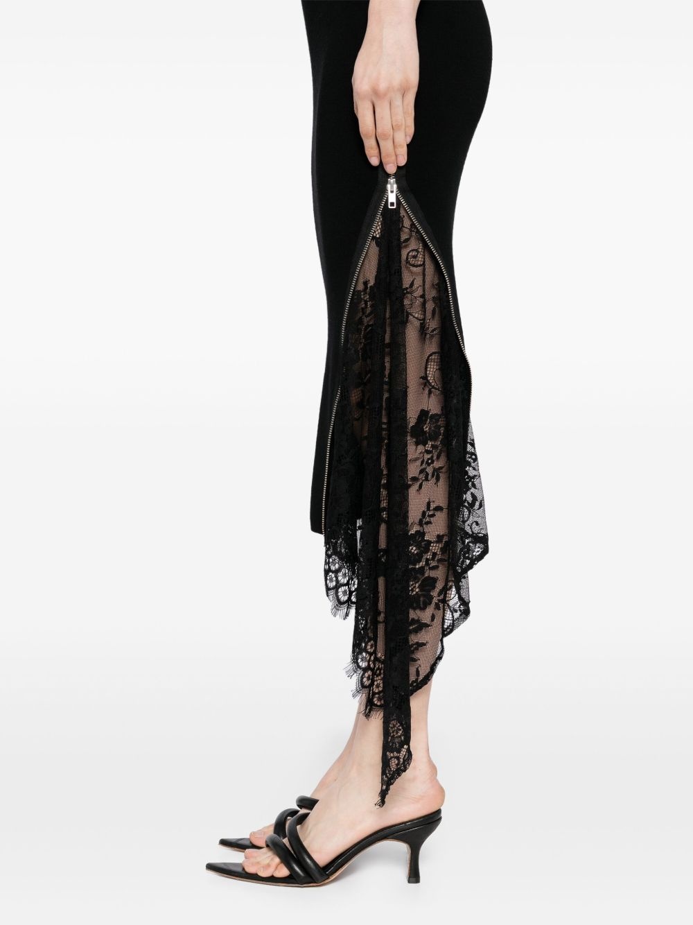 lace-insert knitted dress - 5