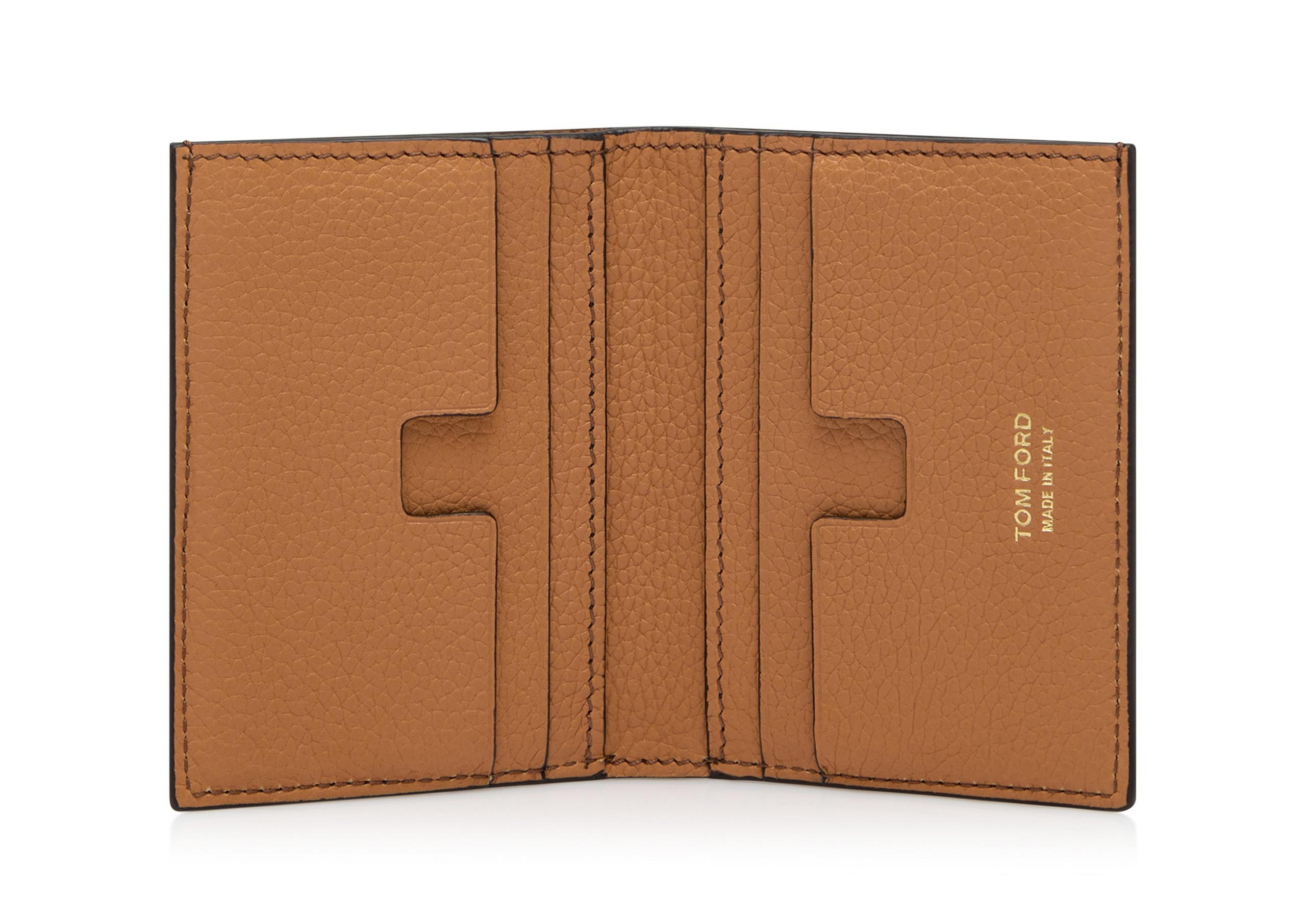 GRAIN LEATHER FOLDING CARDHOLDER - 2
