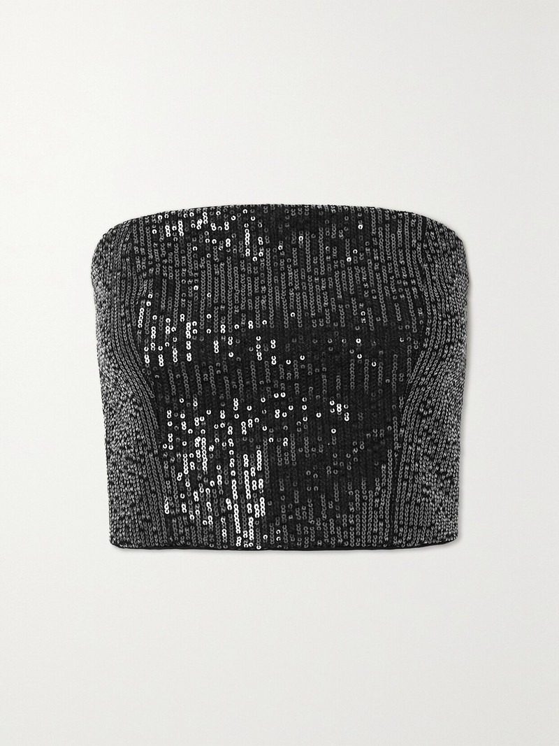 Emili Strapless Sequined Denim Top 1