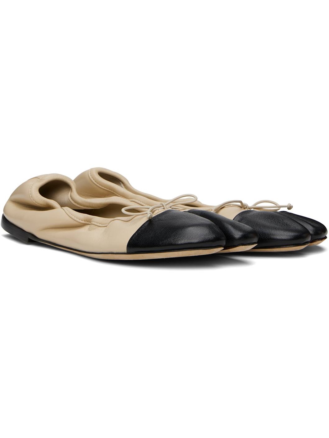 SSENSE Exclusive Beige & Black Tabi Stretch Ballerina Flats - 4