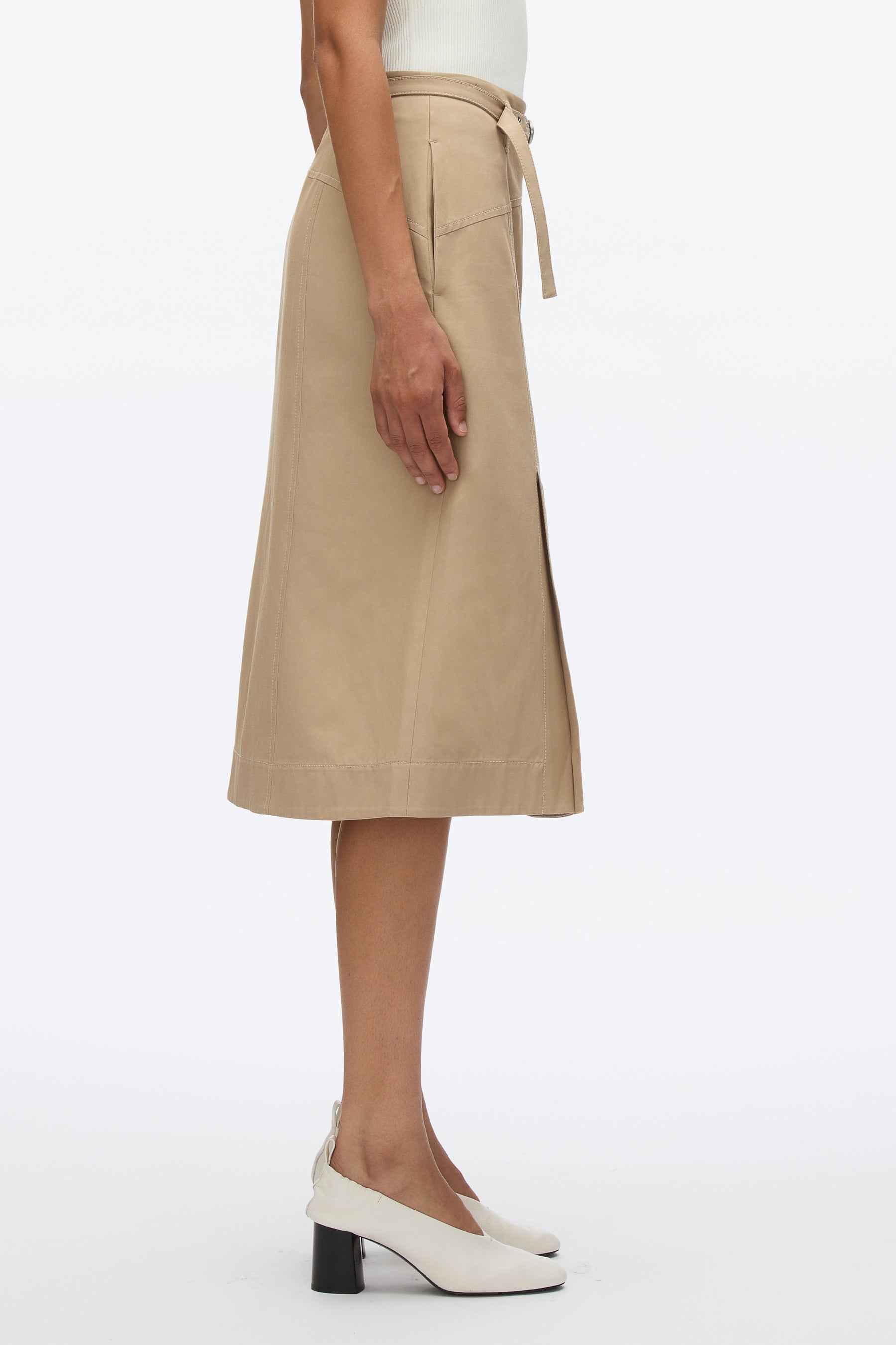 Utility Skirt with Zip Chiffon Godet - 3