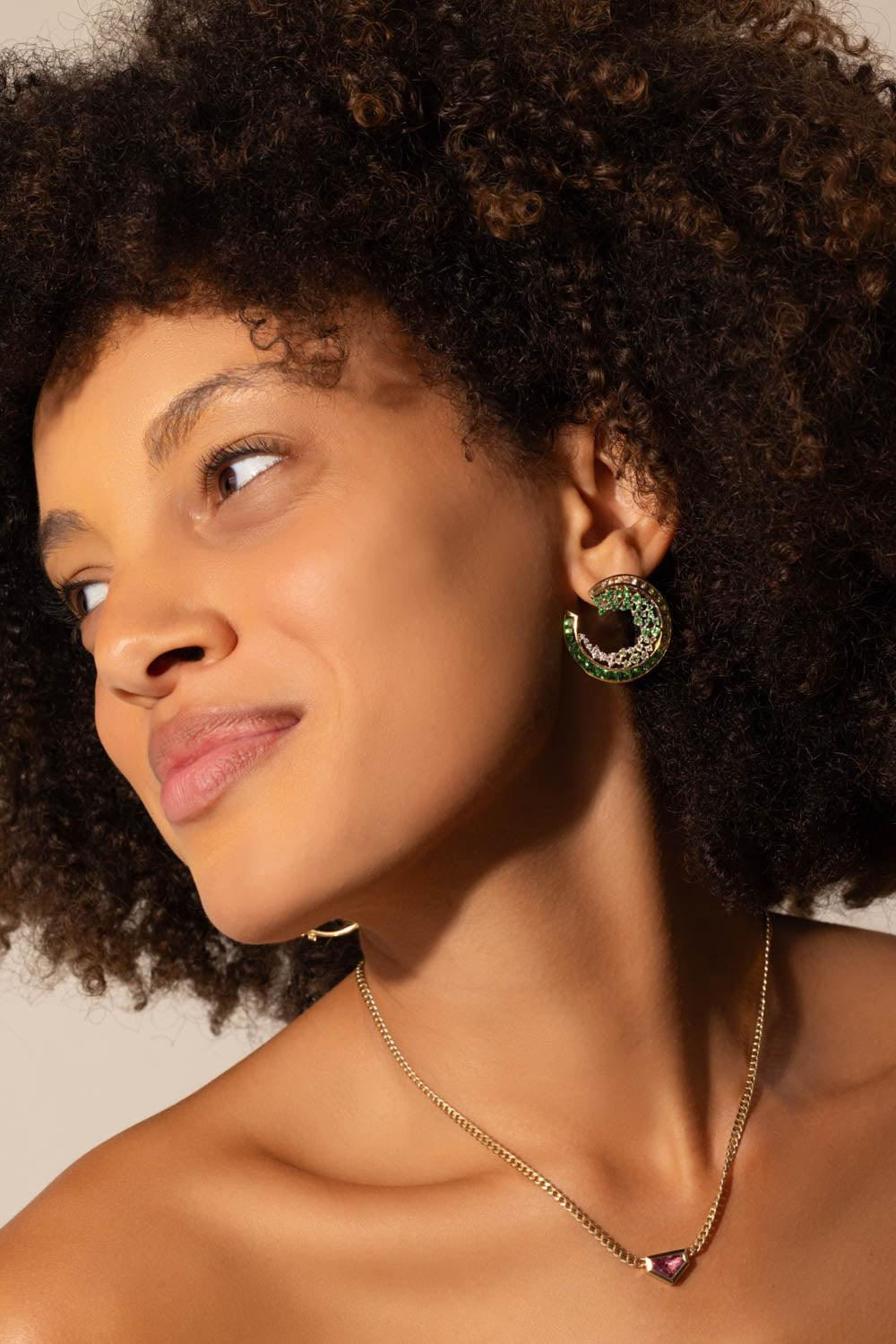 Green Ombre Scatter Hoop Earrings - 4
