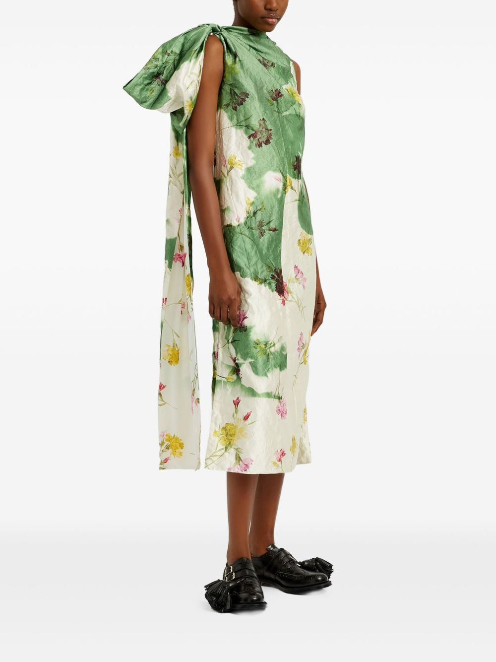 bow-detail draped dress - 4