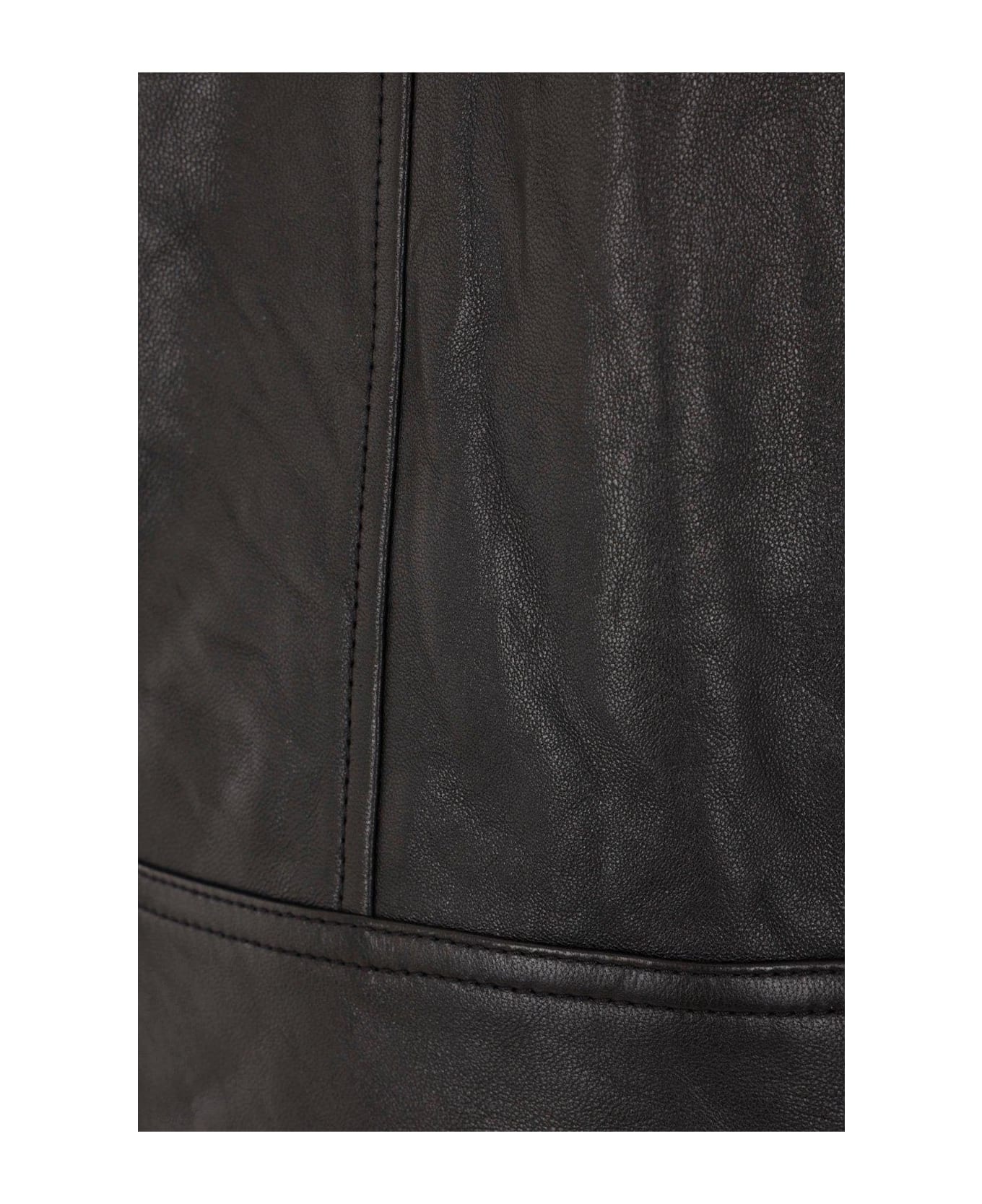 Zip-up Leather Jacket - 3