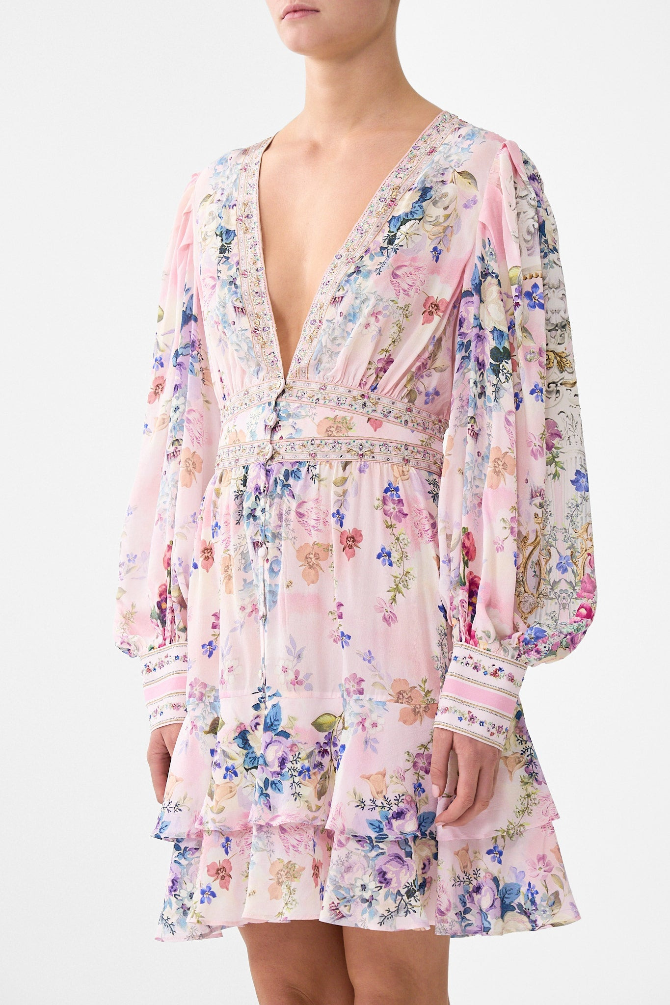 BUTTON FRONT FRILL DRESS - 4