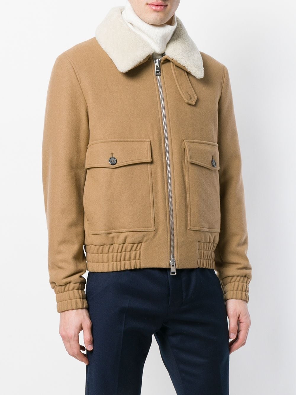 Shearling Collar Zipped Jacket - 3