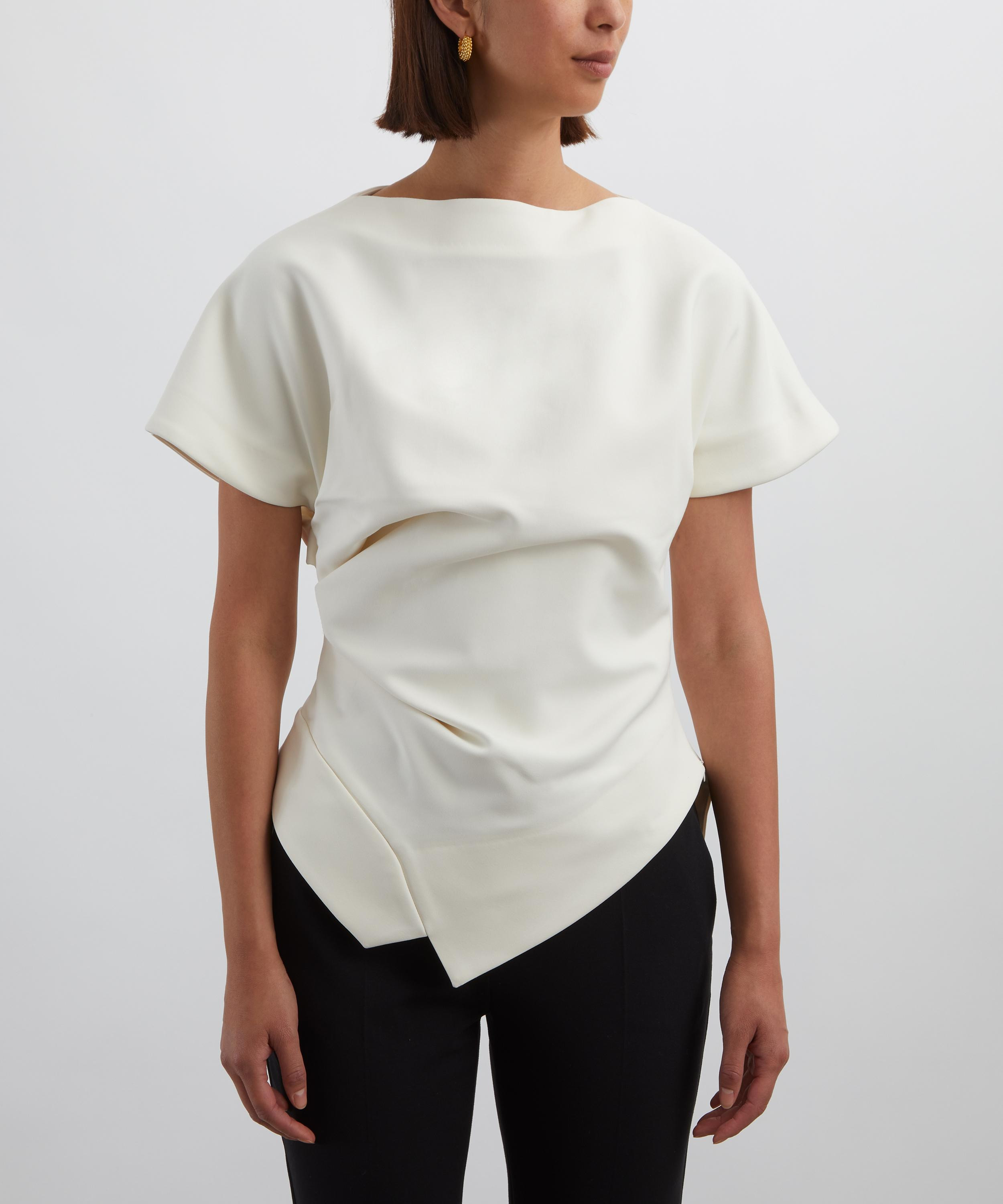 Off-White Draped Lapel Top - 3